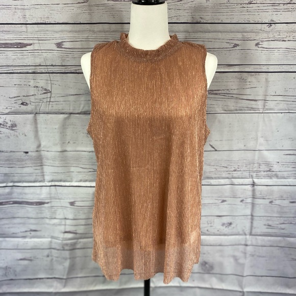 NWOT Molly Bracken Swing/Tunic Rose Gold Shimmery Top - L - Picture 2 of 7